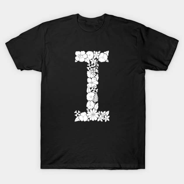 Floral Letter I T-Shirt by Litedawn